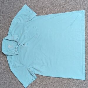 American Giant Short Sleeve Pocket Polo Shirt Size Medium in Baby Blue USA Made